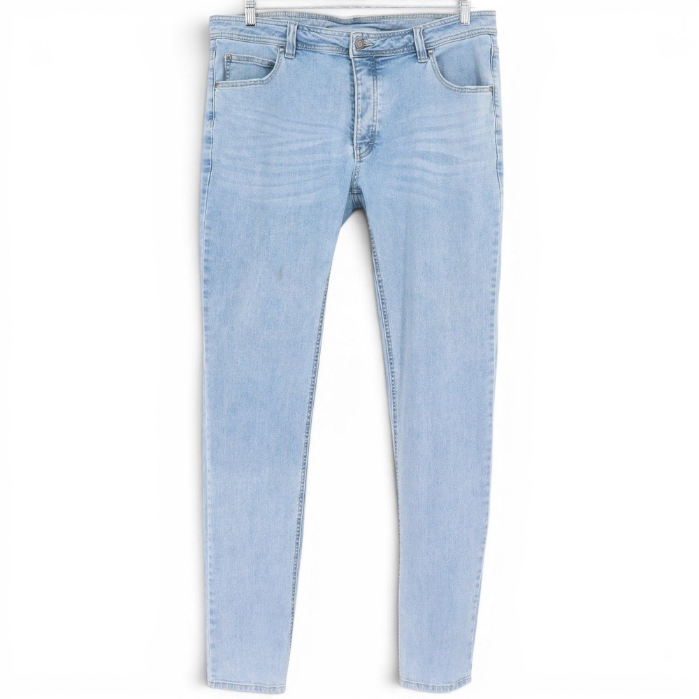 Nasty Pig Mens Skinny Jeans Light Wash Blue Stretch Button Fly Size 38